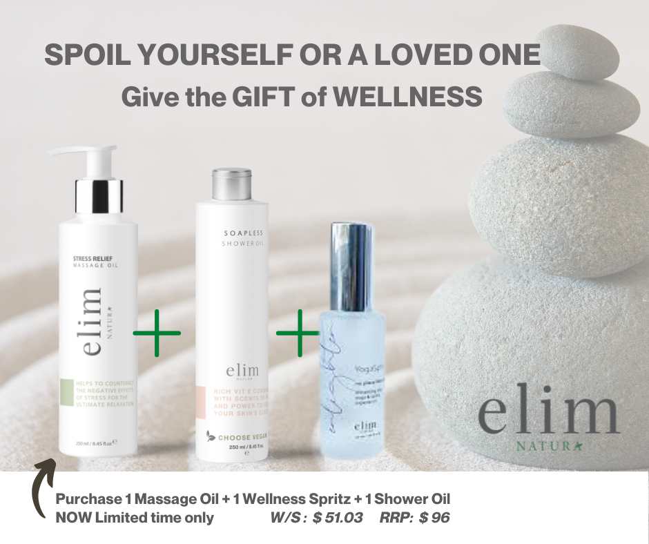 Elim Natura Wellness Promo Order 1 Massage oil+ 1 Wellness Spritz+ 1 Shower oil Youth Beauty